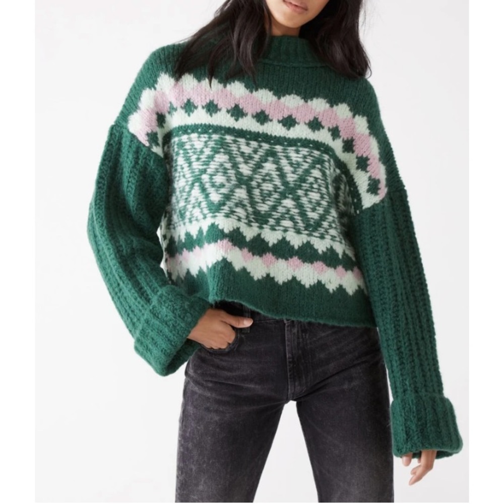 Free people alpine pullover spearmint pine combo